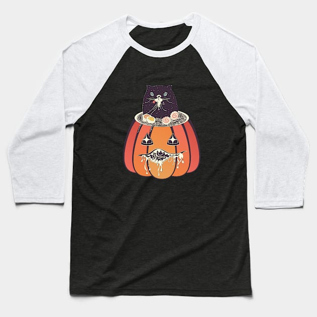 Ramen and cat in the pumpkin Baseball T-Shirt by AnnArtshock